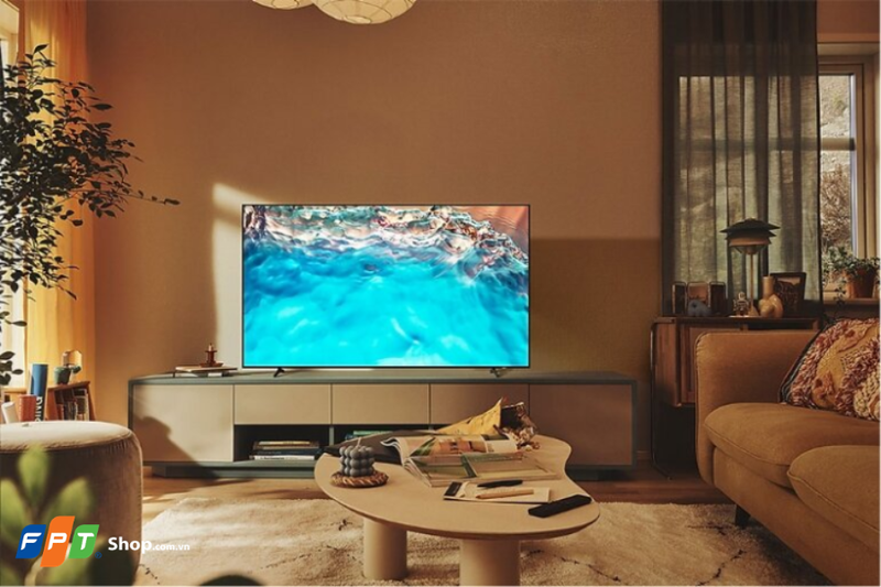 Tivi 55 inch là lựa chọn kích thước cân đối cho nhiều kiến trúc nội thất