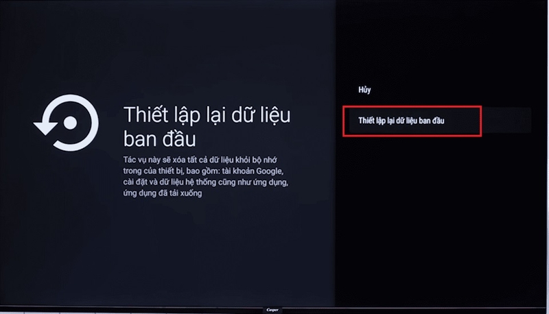 Khởi động lại tivi và thử lại