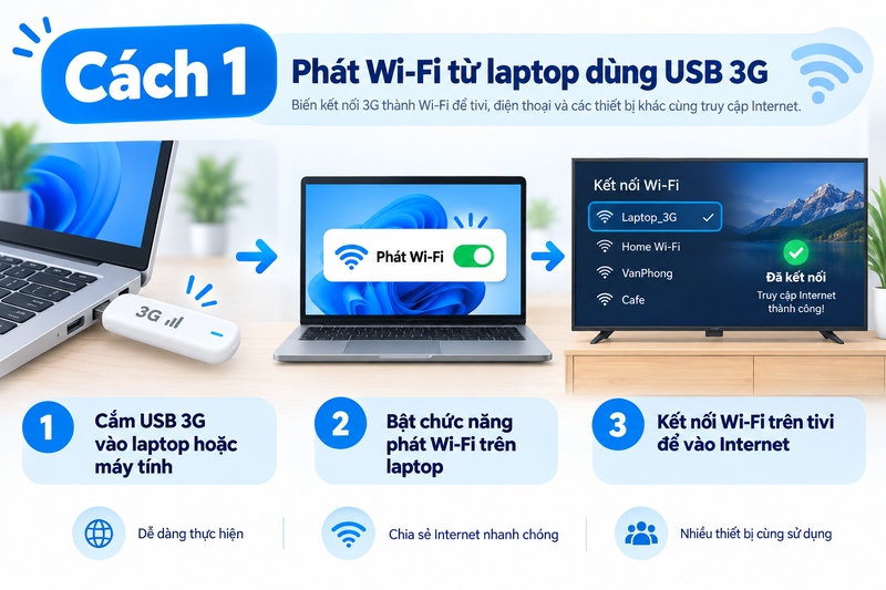 Cắm USB 3G vào laptop hoặc máy tính