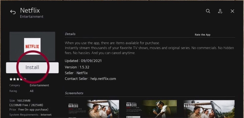 cai dat lai ung dung netflix tren tivi lg
