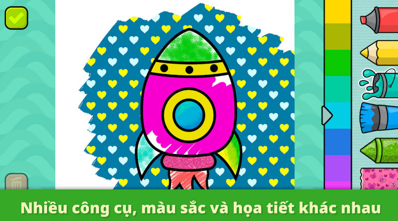 Bảng màu sắc phong phú và công cụ tô sáng tạo