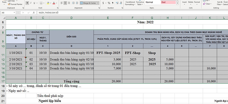 Tô màu xen kẽ các dòng trong Excel - 09