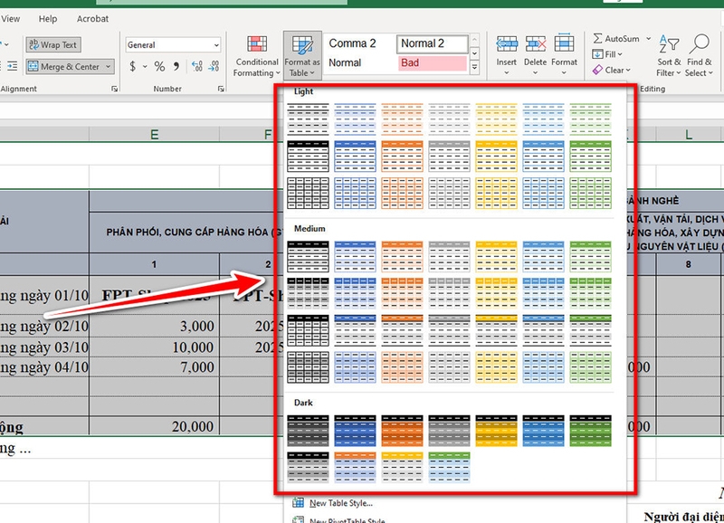 Tô màu xen kẽ các dòng trong Excel - 07