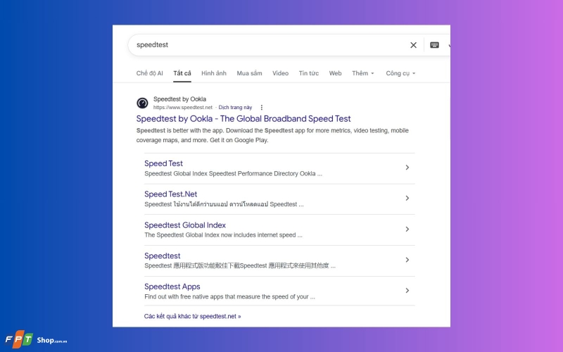 Truy cập vào trang web Speedtest bằng trình duyệt bất kỳ