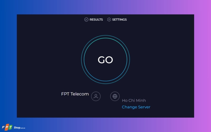 Nhấn nút “Go” để tiến hành đo tốc độ mạng