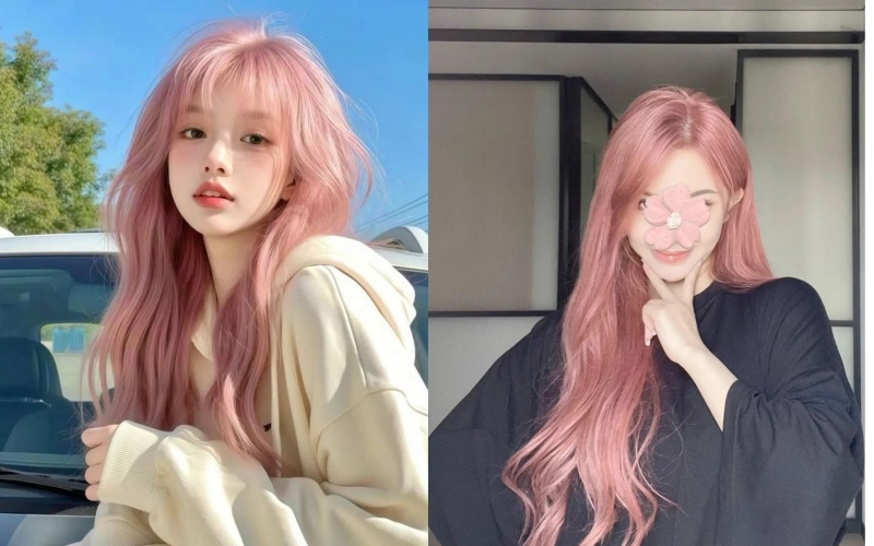 Tóc hồng cam đào ánh khói