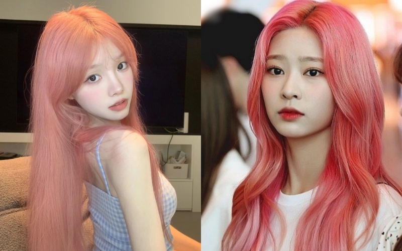 Tóc nhuộm hồng cam đào baby