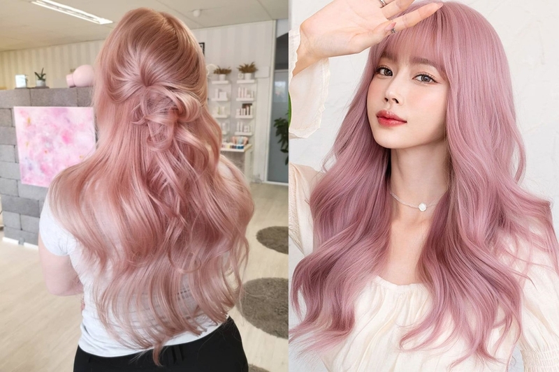 tóc màu hồng pastel hình 3