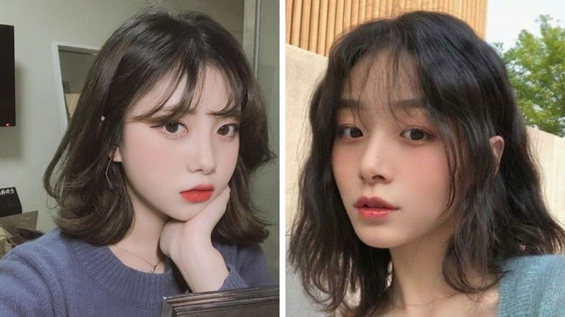 Tóc ngắn mái thưa xoăn sóng