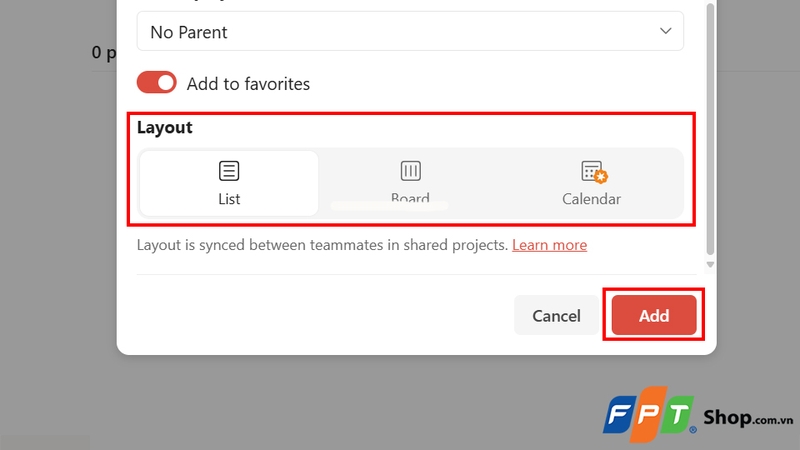 Nhấn "Add" để hoàn tất