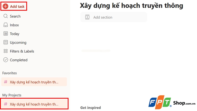 Nhấn "Add Task" tại thanh menu