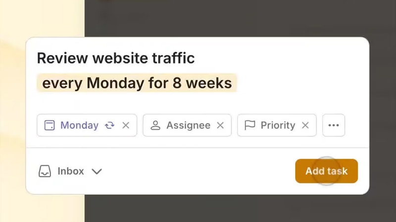 Todoist có thể nhận dạng ngôn ngữ tự nhiên khi thêm nhiệm vụ