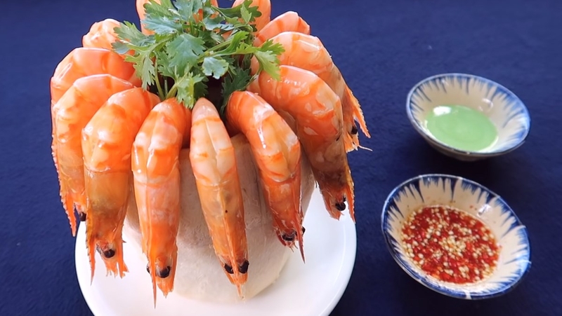 Tôm càng sen hấp