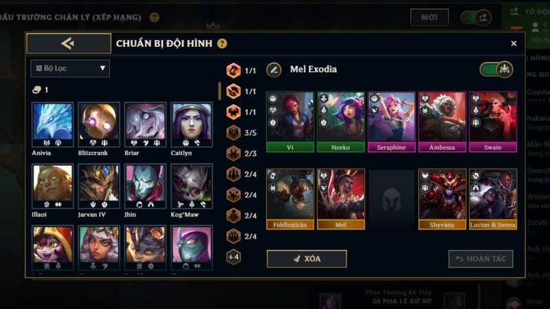 Đội hình Mel chủ lực – Mel Exodia