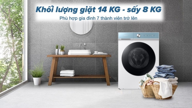 Samsung WD14BB944DGMSV có tới 20 chương trình giặt khác nhau