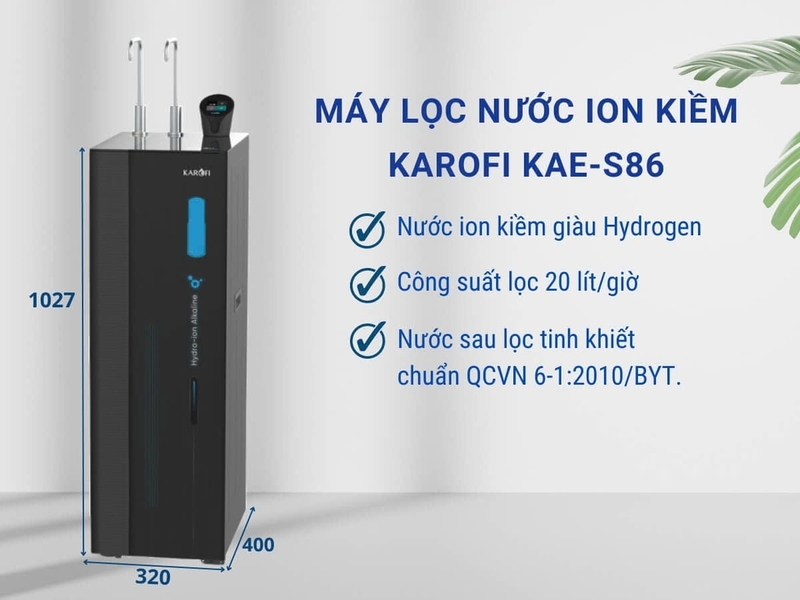 may loc nuoc nong lanh hydro ion kiem karofi kae s86