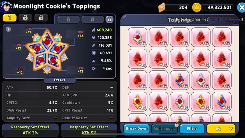 Khi nâng cấp Topping, người chơi sẽ cần sử dụng mảnh Topping và tiền xu để thực hiện