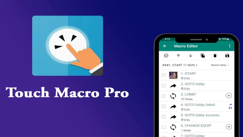 Touch Macro Pro là một ứng dụng ghi và phát lại các cử chỉ chạm