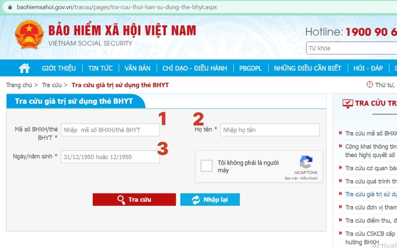 Nhập đầy đủ các thông tin