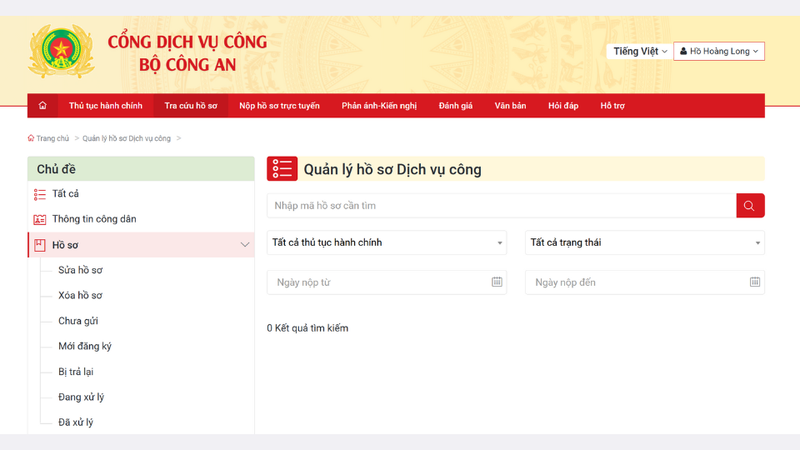 Tra cứu qua Cổng dịch vụ công Dân cư Quốc gia