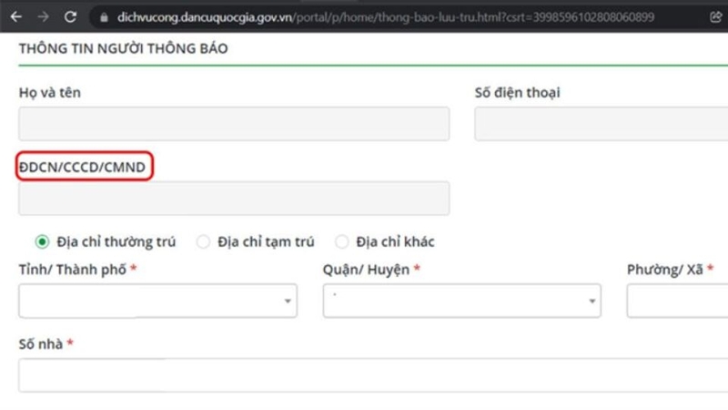 Xem mã định danh cá nhân hiện thị trên web