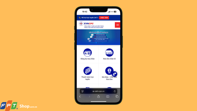 Truy cập vào website Chăm sóc khách hàng của EVN tại khu vực mà bạn sinh sống