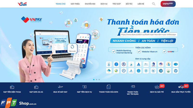 Truy cập vào website của Cổng thanh toán hóa đơn và mua hàng trực tuyến VBan.vn tại đây