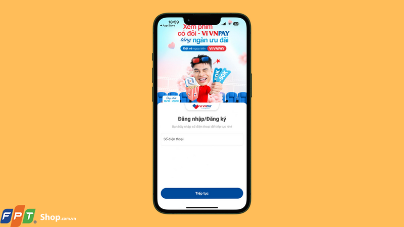 Mở ứng dụng VNPAY và đăng nhập bằng số điện thoại đã đăng ký tài khoản