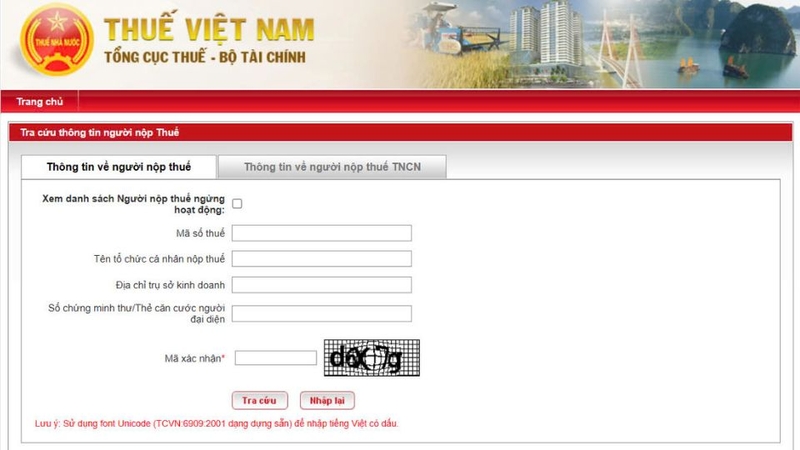 Bước 1: Truy cập vào website của Tổng cục thuế Việt Nam