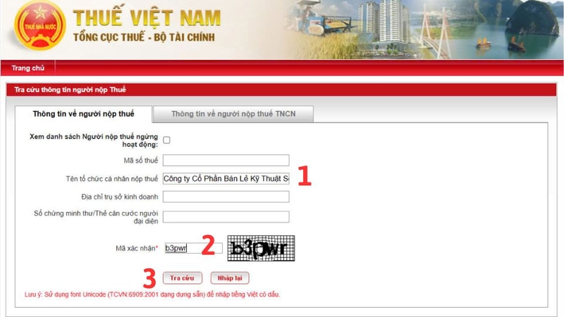 Bước 2: Nhập thông tin tra cứu