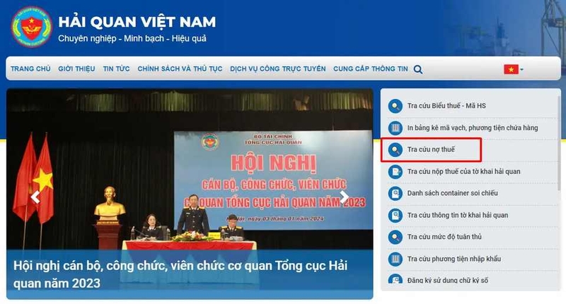 Hãy tìm và nhấp chọn vào mục “Tra cứu nợ thuế”