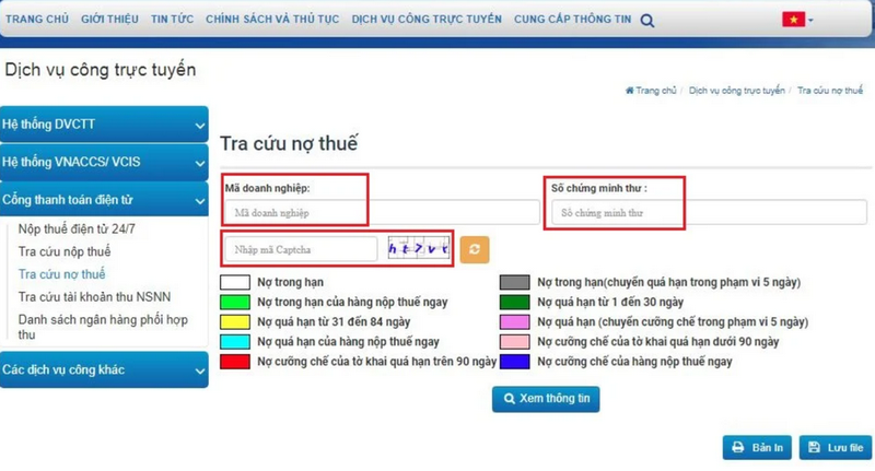 Nhập đầy đủ và chính xác các thông tin