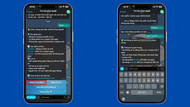 tra cứu phạt nguội bằng Telegram 3