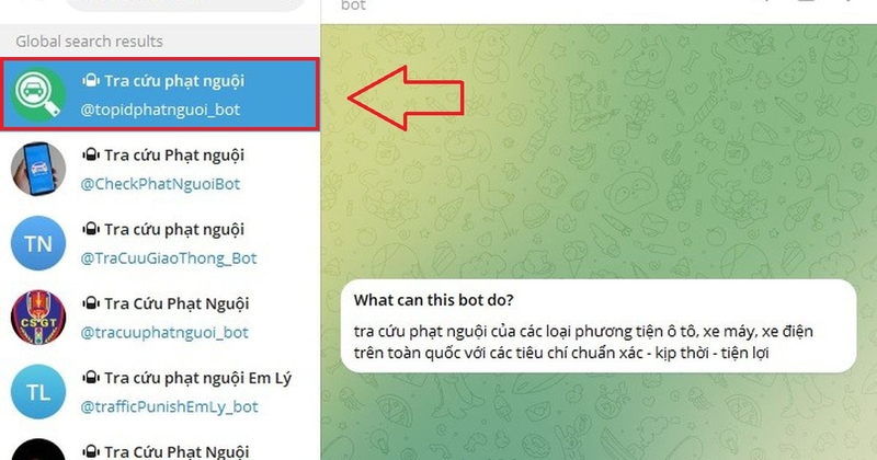 tra cứu phạt nguội bằng Telegram 7