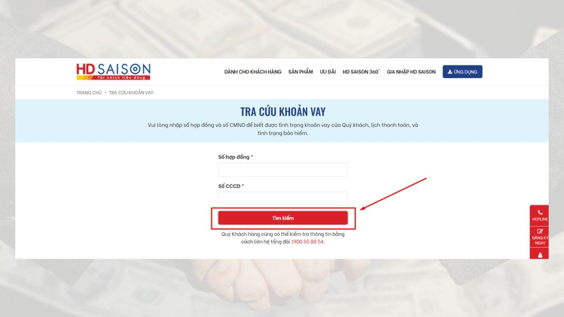 Nhấn nút “Tìm kiếm” để hệ thống xử lý yêu cầu
