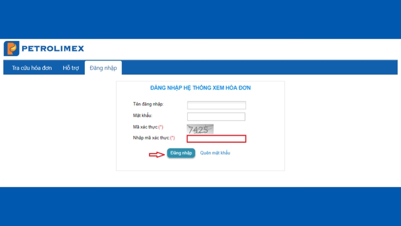 Nhấn Đăng nhập để vào hệ thống