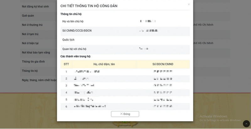 Bạn hãy chọn mục "Tra cứu thông tin công dân"