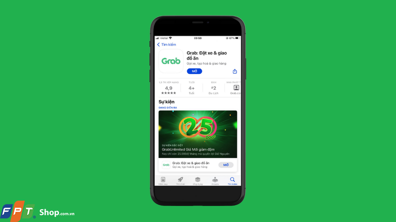 Cài đặt ứng dụng Grab trên điện thoại và đăng nhập vào tài khoản Grab của bạn