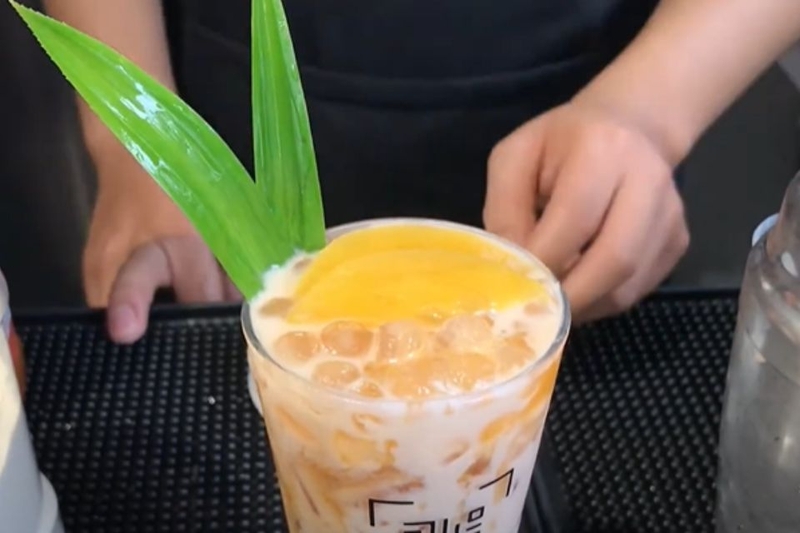 Thành phẩm món trà đào sữa