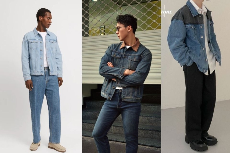 Phối quần jeans, áo thun và áo khoác denim thời thượng