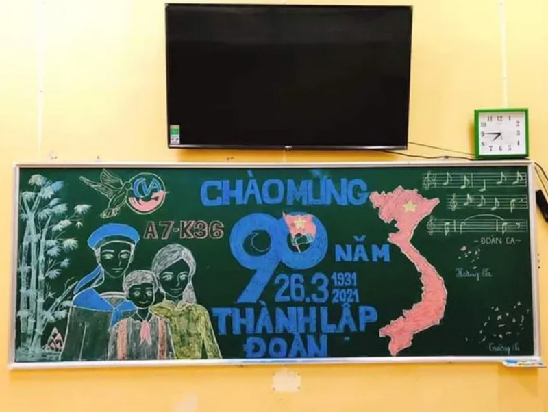 Mẫu bảng trang trí bảng đại hội chi đoàn đẹp