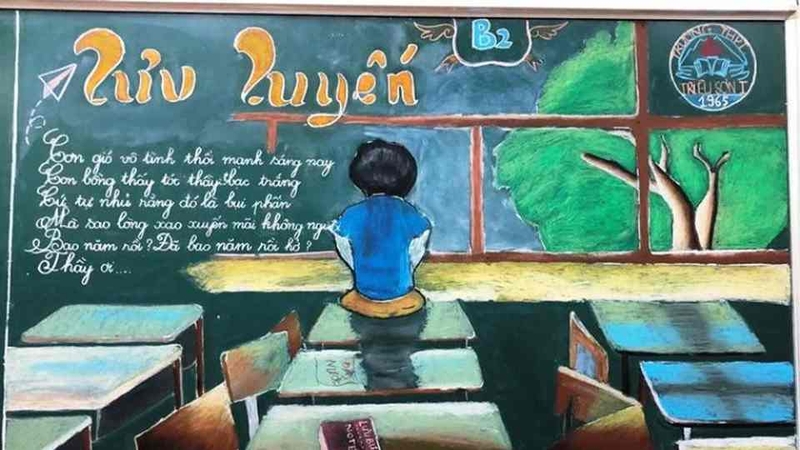 Trang trí bảng kỷ yếu bằng những lời tri ân thầy cô