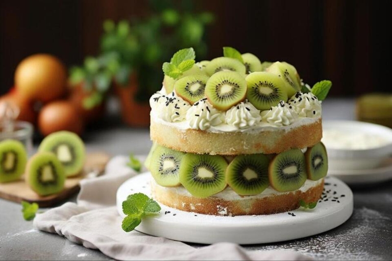 Vị chua kiwi kết hợp vị béo bánh tạo nên trải nghiệm tuyệt vời
