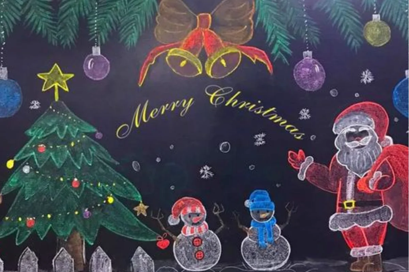 trang tri bang lop noel