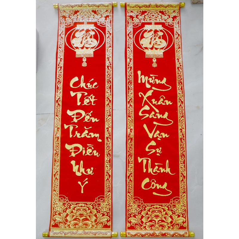 trang trí tết văn phòng - câu đối