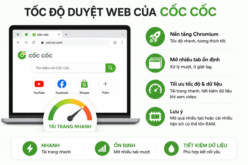 Tốc độ duyệt web của Cốc Cốc