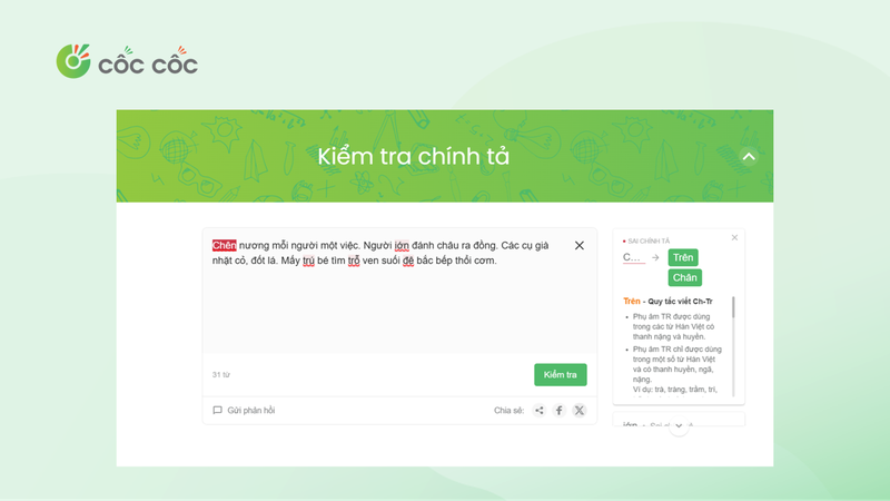 Tính năng kiểm tra chính tả tiếng Việt tiện lợi