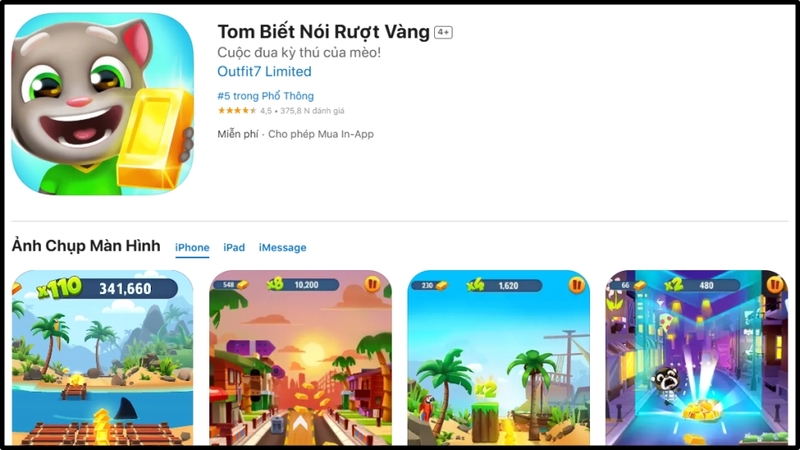 Tải Mèo Tom Biết Nói Rượt Vàng trên iOS