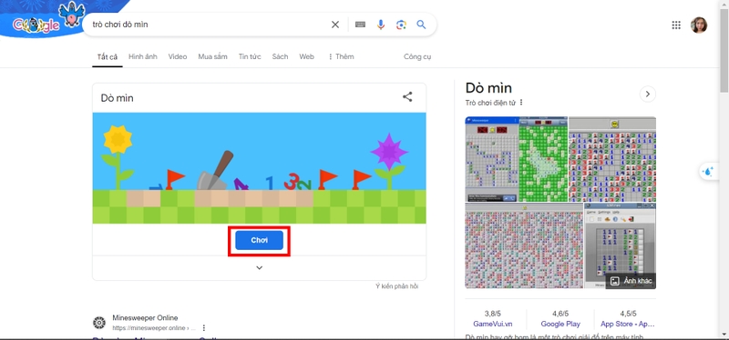 trò dò mìn trên google hình 3