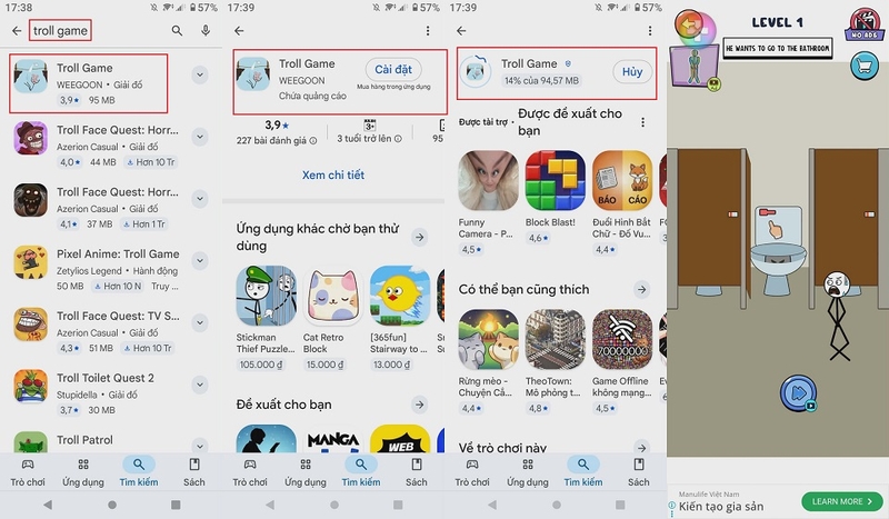 Cách tải về Troll Game chỉ bằng vài cú chạm
